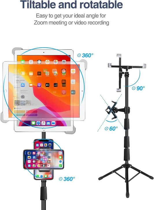 Compatible with iPad Stand, Height Adjustable iPad Holder Stand & Floor iPad Stand with 360° Rotating iPad Stand Mount - Image 4
