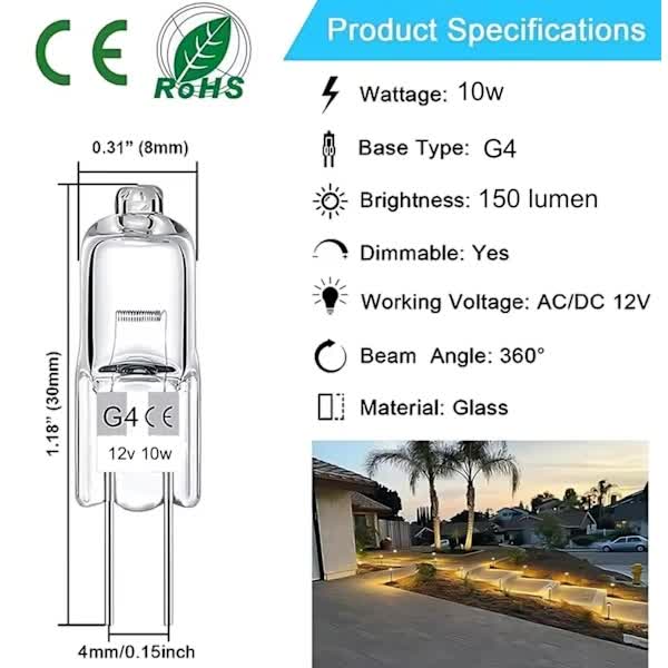 20-pack G4 halogen bulbs 10W 12V warm white - Image 2
