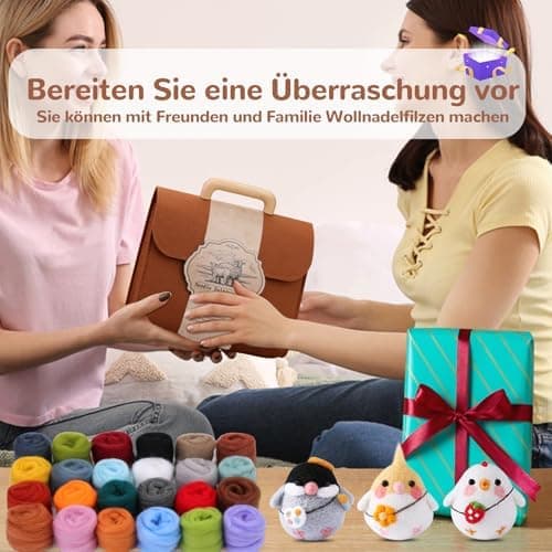 Needle Felting Set in 24 Colors - Felting Tools and Storage Bag, Large Set with Felting Wool, Needles and Felting Mat for DIY - Image 5
