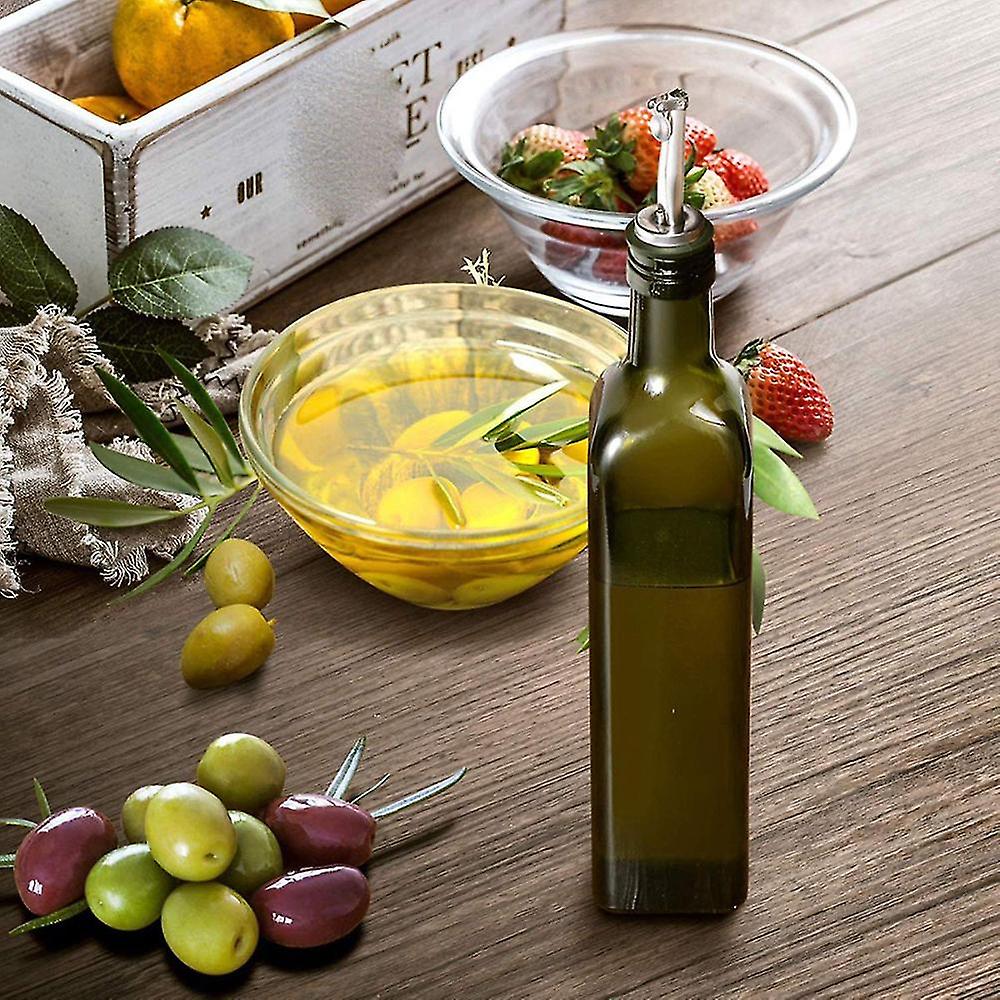 Glass Olive Oil - 500 ml Green Oil and Vinegar With Pour Spout and Funnel - Olive Oil Carafe - Image 3