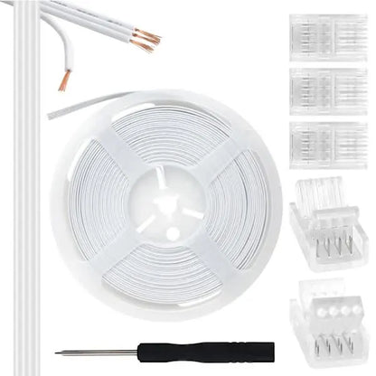Pin 10mm RGB LED Strip Connector Kit, 5-Pack Crystal Strip Connectors with Screwdriver and 10m Cable for 10mm RGB 5050 2835 LED Strip Light