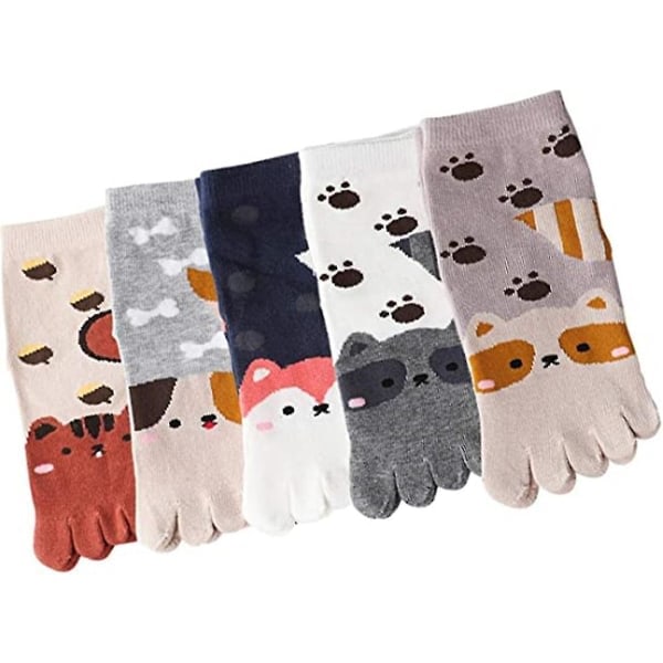 Galaxy Toe Socks for Children 5 Pairs Cartoon Animal Pattern Five Finger Socks 3-7 Years Color 2_MGF - Image 2