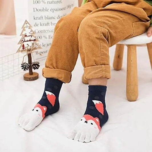 Galaxy Toe Socks for Children 5 Pairs Cartoon Animal Pattern Five Finger Socks 3-7 Years Color 2_MGF - Image 4