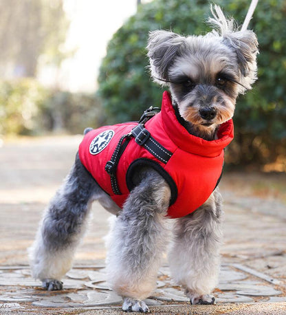 Winter jacket for dog with harness, waterproof dog jacket with zipper and fleece pink Pink XL - Image 3
