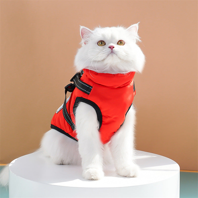 Winter jacket for dog with harness, waterproof dog jacket with zipper and fleece pink Pink XL - Image 6