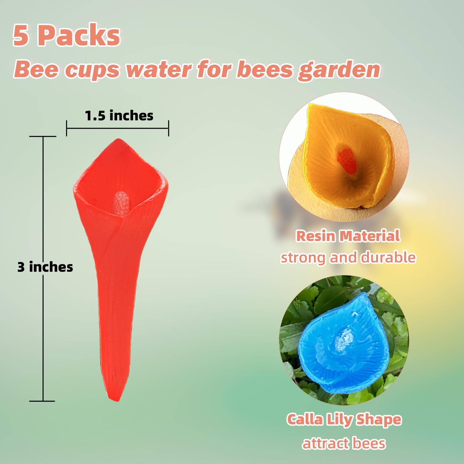 5-pack bee drinking station, garden cup for bees, drinking station for bees and butterflies, bee waterer for outdoor garden decoration blue - Image 3