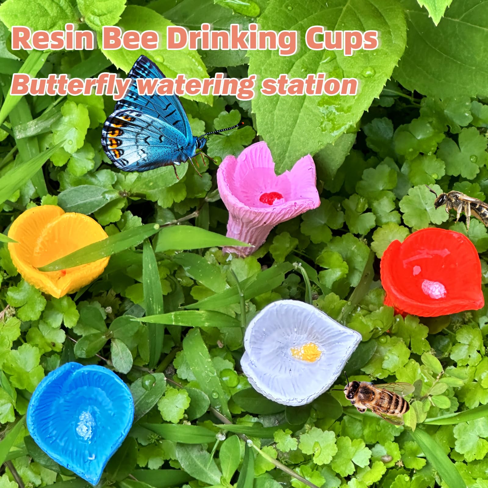 5-pack bee drinking station, garden cup for bees, drinking station for bees and butterflies, bee waterer for outdoor garden decoration blue - Image 5