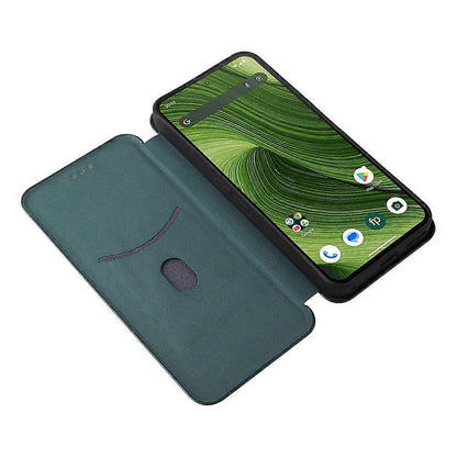 Compatible Case for Fairphone 6 with Carbon Fiber Texture, Drop-proof PU Leather Phone Cover Green - Image 2