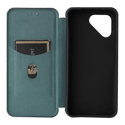 Compatible Case for Fairphone 6 with Carbon Fiber Texture, Drop-proof PU Leather Phone Cover Green - Image 4