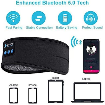 Wireless Stereo Headset with Headband for Running, Sleeping and Music - Black - Image 2