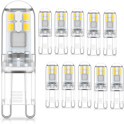 G9 LED bulbs 1.5W equivalent to 20W halogen cool white light 6000K, AC 220-240V, non-dimmable, mini bulb, flicker-free, 10-pack_max