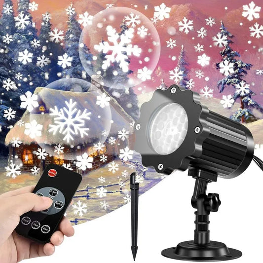 Christmas Snowflake LED Projection Lamp Outdoor IP65 Waterproof with Remote Control for Indoor Party Garden Wedding Bar