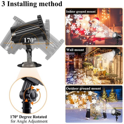 Christmas Snowflake LED Projection Lamp Outdoor IP65 Waterproof with Remote Control for Indoor Party Garden Wedding Bar - Image 2