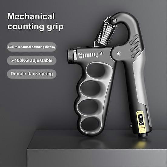 Grip Strength Trainer 5-100KG Mechanical Forearm Trainer Counter Men Women Adjustable Hand Grip Strength grey - Image 2