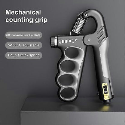 Grip Strength Trainer 5-100KG Mechanical Forearm Trainer Counter Men Women Adjustable Hand Grip Strength grey - Image 2