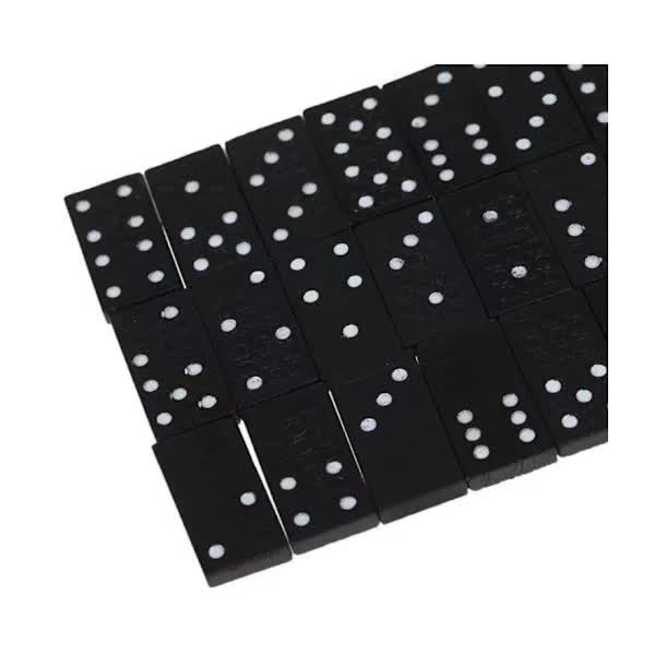 Traditional Domino Game - 28 pieces, wooden case with sliding lid for children and adults, black color, wooden game, educational aid - Image 4