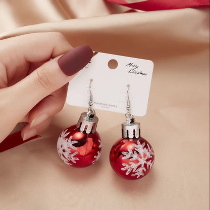 Earrings Christmas Balls Red - Christmas Red Red Red - Image 2