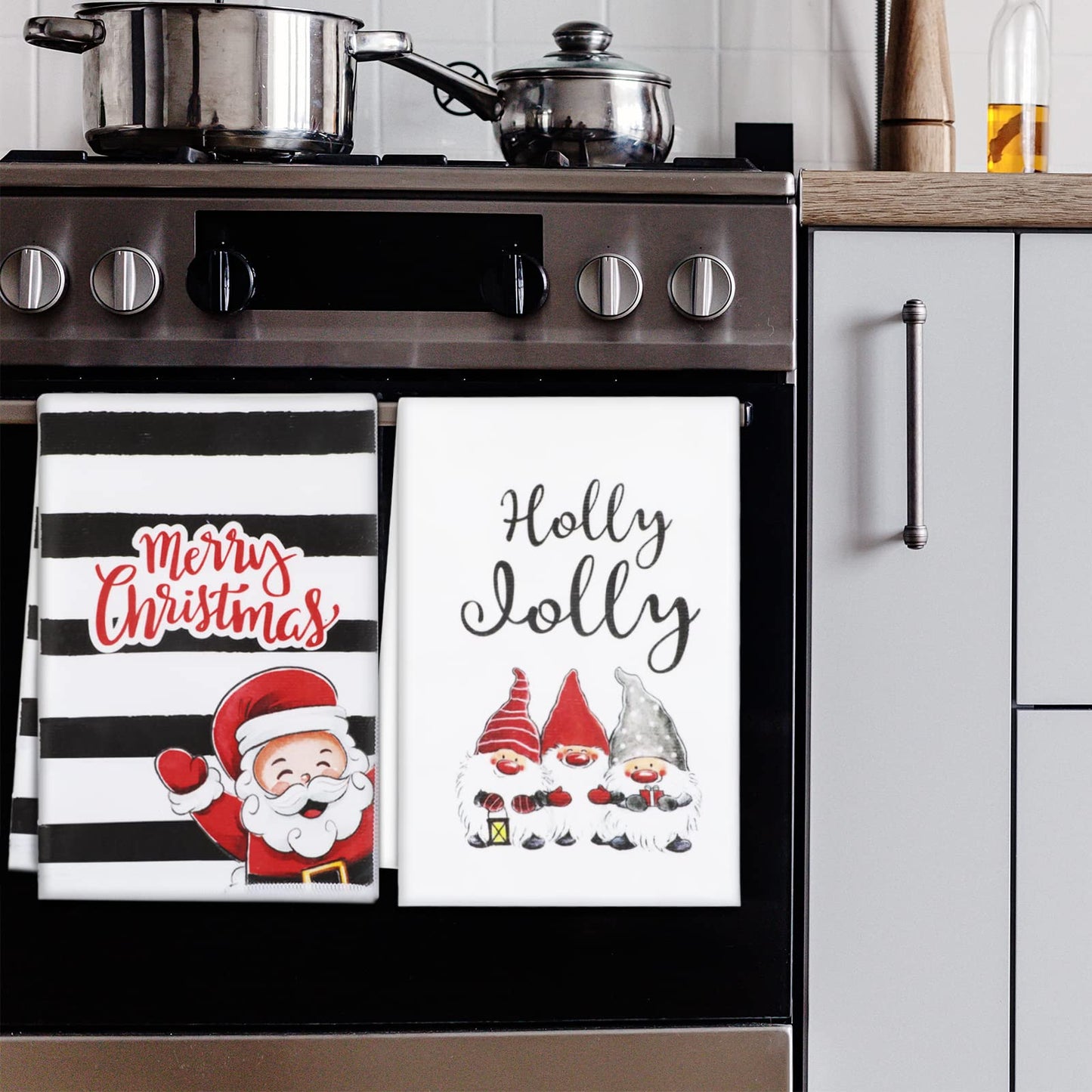 Christmas Kitchen Towels Set of 4, 18x26 inch Merry Christmas for Home Drying Dishcloth (Christmas) - Image 2