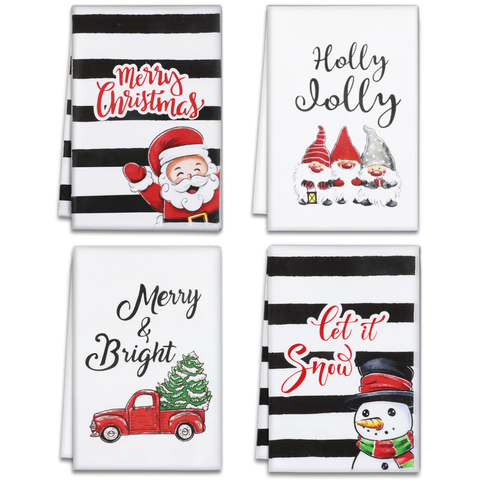 Christmas Kitchen Towels Set of 4, 18x26 inch Merry Christmas for Home Drying Dishcloth (Christmas) - Image 5
