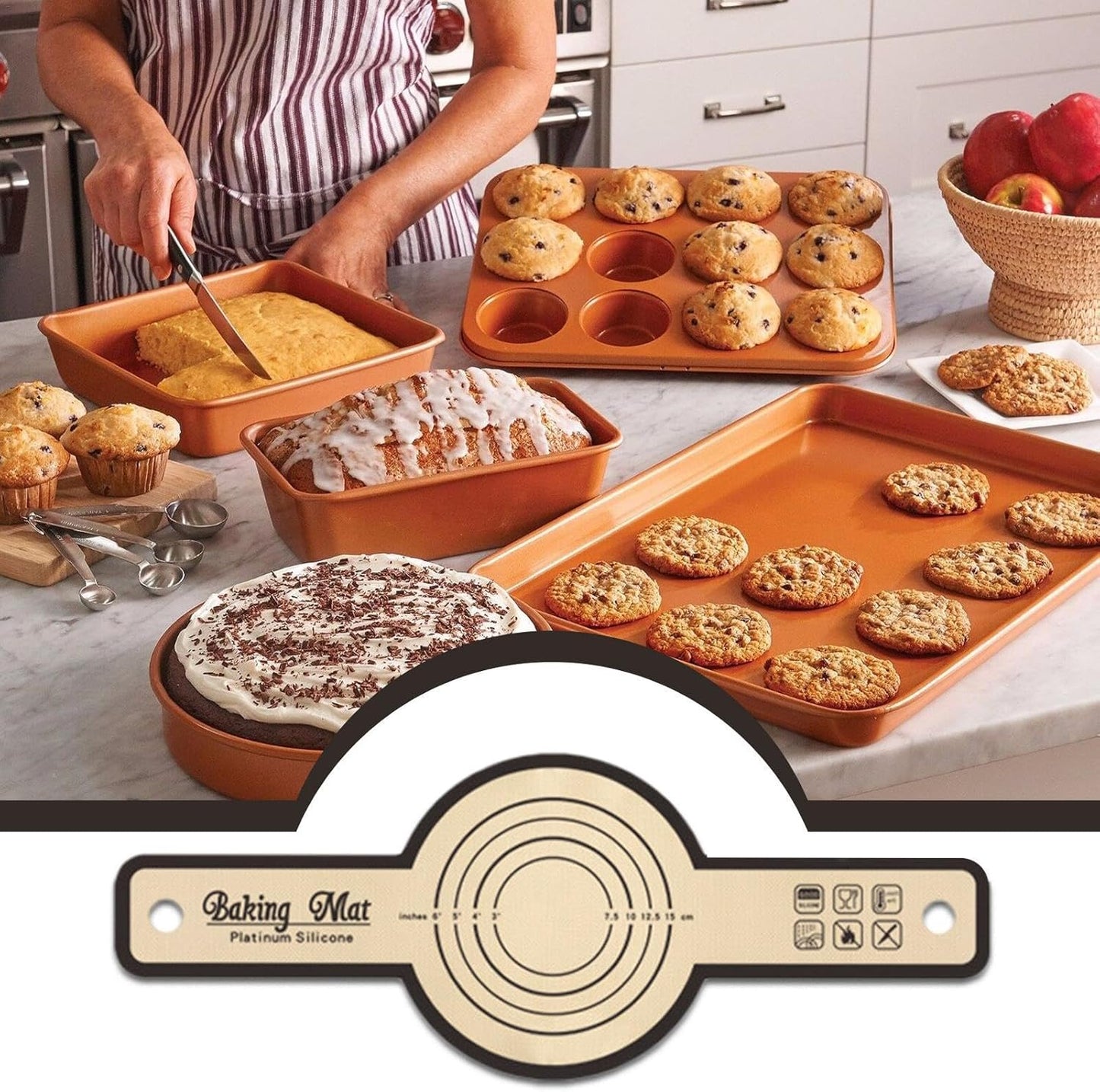 Dough Rolling Mat, Silicone Dough Mat | Foldable Silicone Bread Lifter Bread Baking Mat, Kneading Rolling Mat Silicone Bread Mat with Precise Scale_max - Image 3