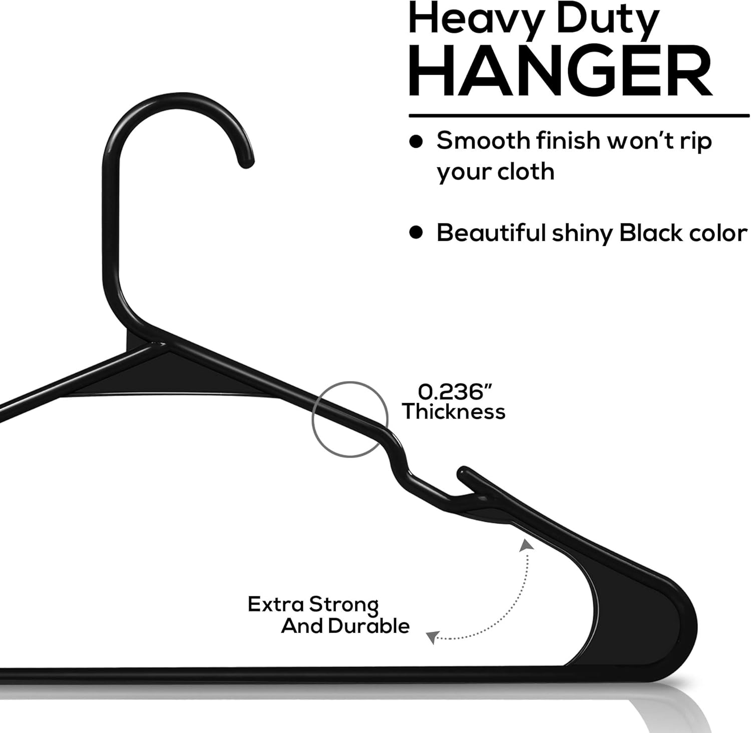 Clothes Hangers 20-pack - Space-saving plastic clothes hangers - Durable hanger with shoulder groove (black) - Image 3
