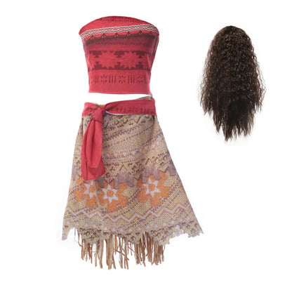 Moana Dresses Girls Children's Clothing Cosplay Vaiana Princess Dress Necklace Wig Kids Carnival Party Summer Disney Costume Set Moana Set 03 Moana Set 03 9-10T(150) - Image 3