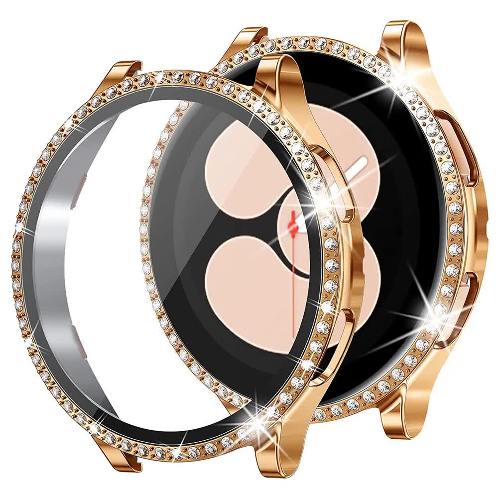 Compatible with Samsung Galaxy Watch 4 5 6 Bracelet Case 40mm 44mm Mesh Loop Stainless Steel Strap Bling Case Gold Set watch6 40mm - Image 3