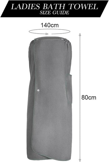 Sauna Skirt, Women's Sauna Skirt with Pockets, Long Sauna Towel for Women, Sauna Skirt with Buttons for Women, Sauna Towel for Women Grey - Image 2