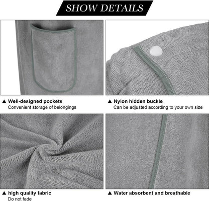 Sauna Skirt, Women's Sauna Skirt with Pockets, Long Sauna Towel for Women, Sauna Skirt with Buttons for Women, Sauna Towel for Women Grey - Image 4