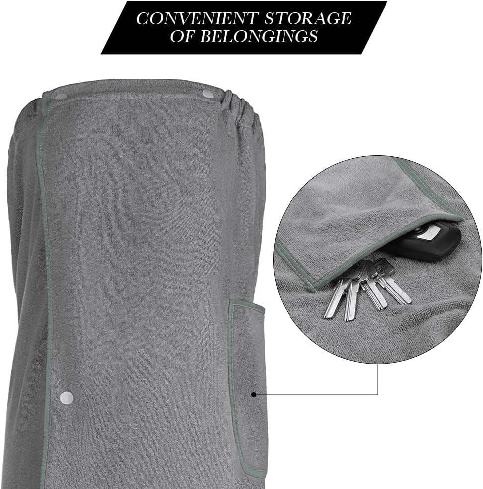 Sauna Skirt, Women's Sauna Skirt with Pockets, Long Sauna Towel for Women, Sauna Skirt with Buttons for Women, Sauna Towel for Women Grey - Image 5