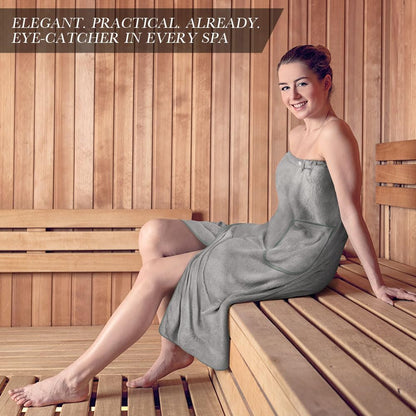 Sauna Skirt, Women's Sauna Skirt with Pockets, Long Sauna Towel for Women, Sauna Skirt with Buttons for Women, Sauna Towel for Women Grey - Image 7