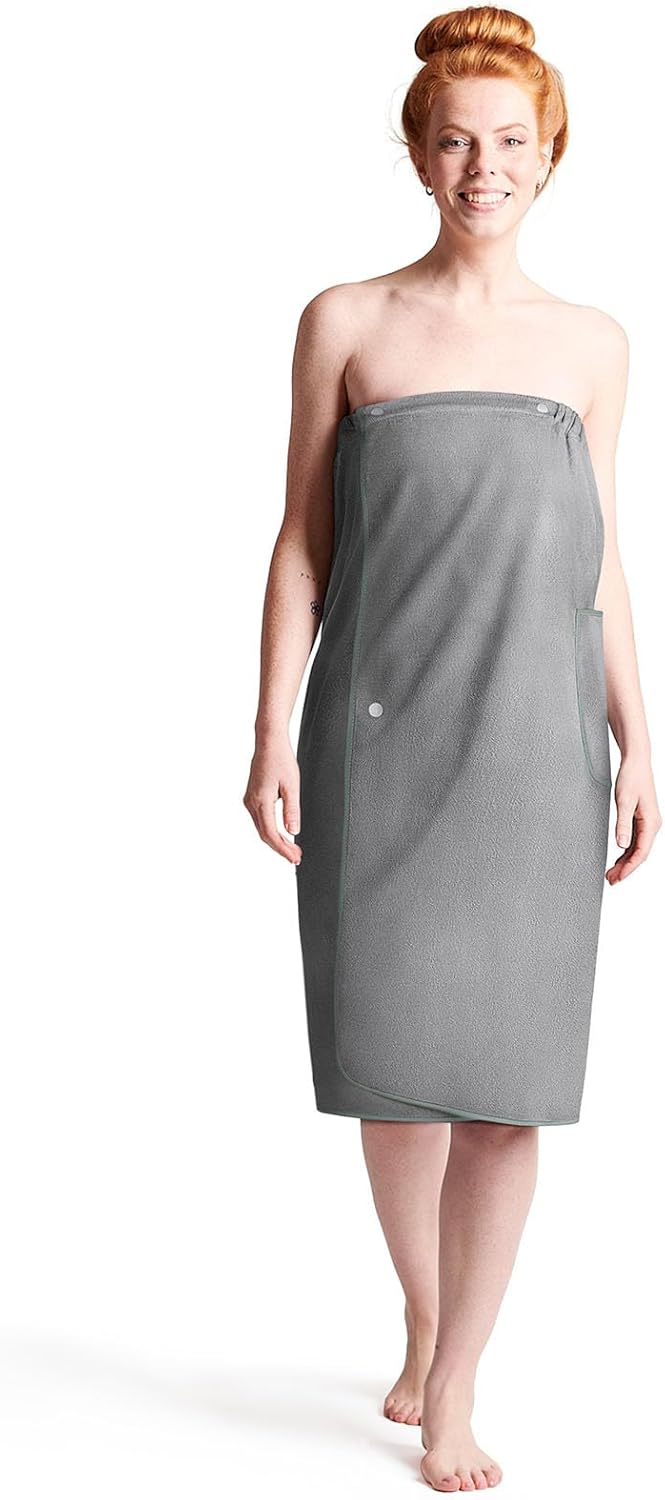 Sauna Skirt, Women's Sauna Skirt with Pockets, Long Sauna Towel for Women, Sauna Skirt with Buttons for Women, Sauna Towel for Women Grey - Image 9
