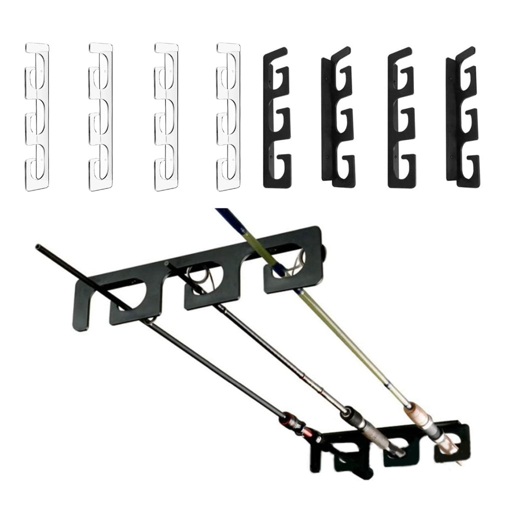 Set of fishing rod holders for garage, 6 rods - Fishing rod holders for wall and ceiling, fishing rod storage 0.46 Black - Image 2