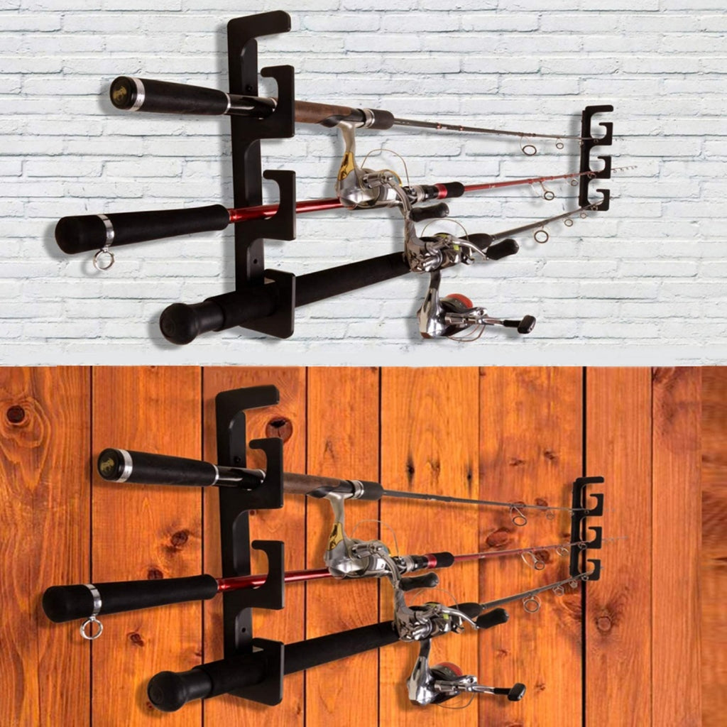 Set of fishing rod holders for garage, 6 rods - Fishing rod holders for wall and ceiling, fishing rod storage 0.46 Black - Image 4