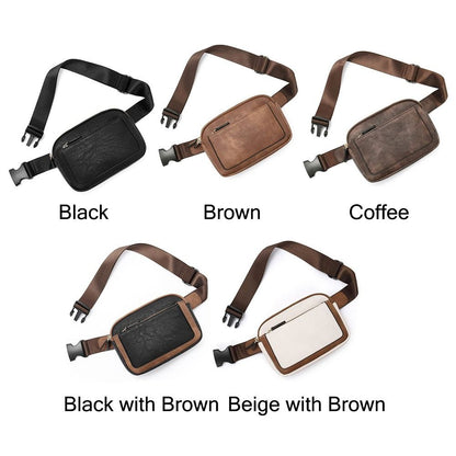 Women PU Leather Belt Bag Crossbody Waist Bag Travel Bag Brown - Image 2