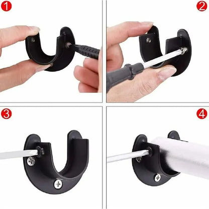 Wall Mounted Clothes Rod Holder, Curtain Rod Bracket, Shower Curtain Rod Bracket for 1.26 Inch Diameter Clothes Rod, 2-Pack - Image 4