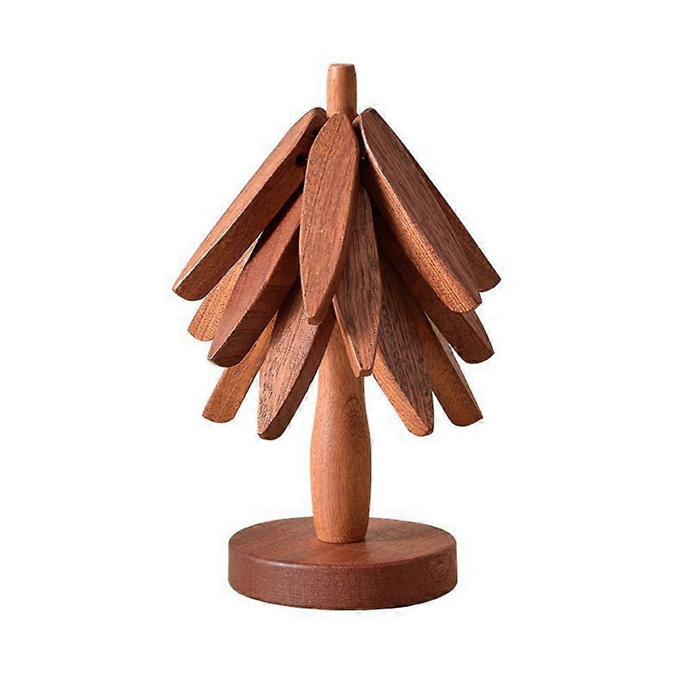 Set Wooden Coasters in Tree Shape, Wooden Insulation Mat_tfrf - Image 5