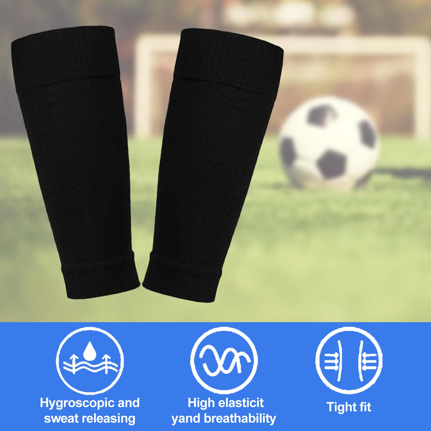 pairs of football socks, soccer socks, shin guards, socks, team socks, socks, fit socks, black, for children's football matches - Image 5