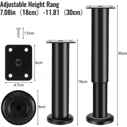pcs Furniture Legs, 18-30 cm Adjustable Furniture Legs with 18 pcs Screws, Metal Bathroom Cabinet Feet for Sofa Cabinet Table Leg Chair - Black - Image 2