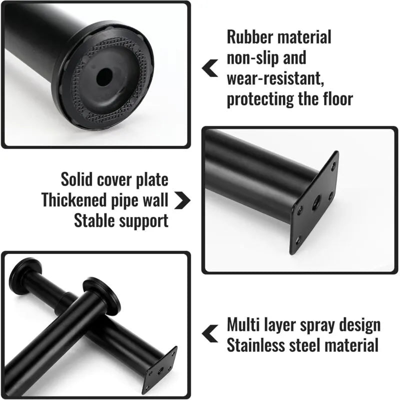 pcs Furniture Legs, 18-30 cm Adjustable Furniture Legs with 18 pcs Screws, Metal Bathroom Cabinet Feet for Sofa Cabinet Table Leg Chair - Black - Image 3