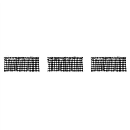 Black & White Checkered Kitchen Curtain, Farmhouse Style, 3-Pack, Window Decoration