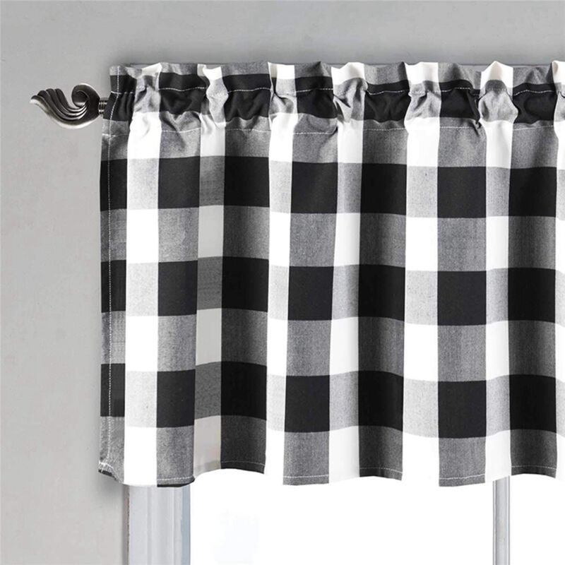 Black & White Checkered Kitchen Curtain, Farmhouse Style, 3-Pack, Window Decoration - Image 3