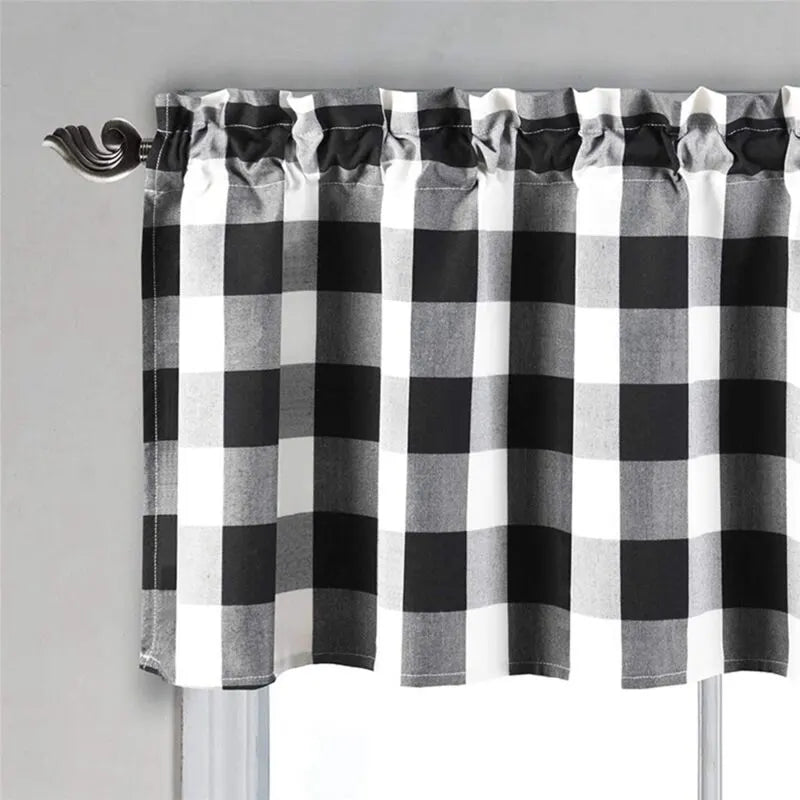 Black & White Checkered Kitchen Curtain, Farmhouse Style, 3-Pack, Window Decoration - Image 3