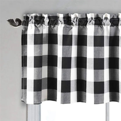 Black & White Checkered Kitchen Curtain, Farmhouse Style, 3-Pack, Window Decoration - Image 3