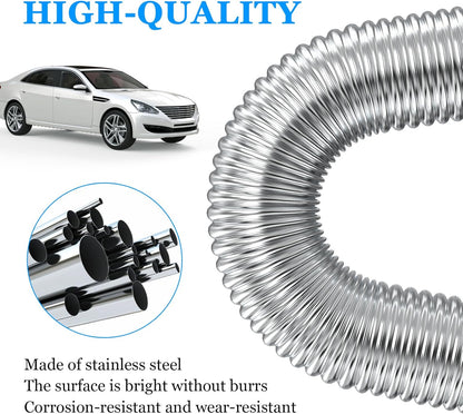 Air heater hose, 300 cm Ø 2.5 cm stainless steel exhaust pipe, parking heater pipe with 2 hose clamps, for parking heater 300CM - Image 3