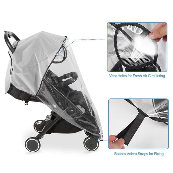 Universal Stroller Rain Cover, 5-in-1 Cover - Transparent Rain Cover for Stroller - Image 3