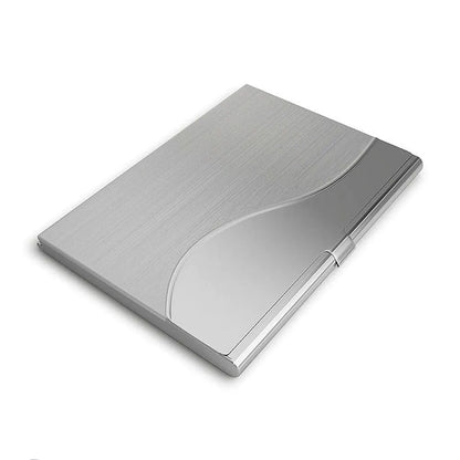 Slim Stainless Steel Card Case \"Wave\" - Silver Silver Silver