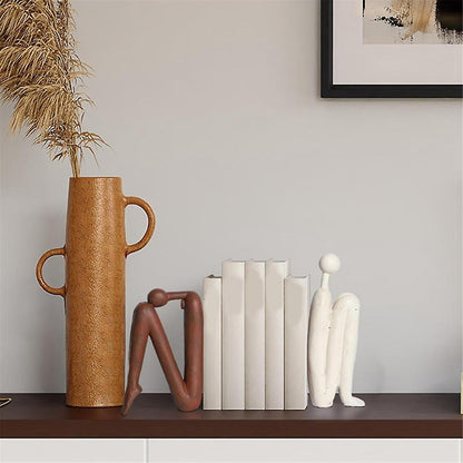 Decorative Bookends for Heavy Books, Statue Bookends for Shelves & Office Desks Brown - Image 2