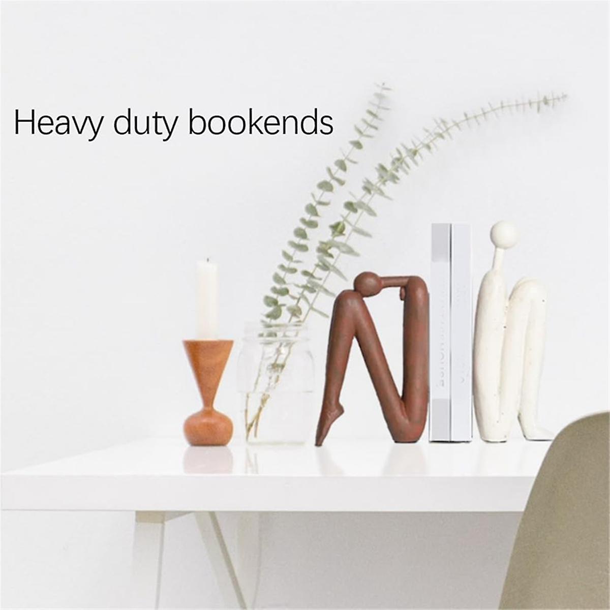 Decorative Bookends for Heavy Books, Statue Bookends for Shelves & Office Desks Brown - Image 4