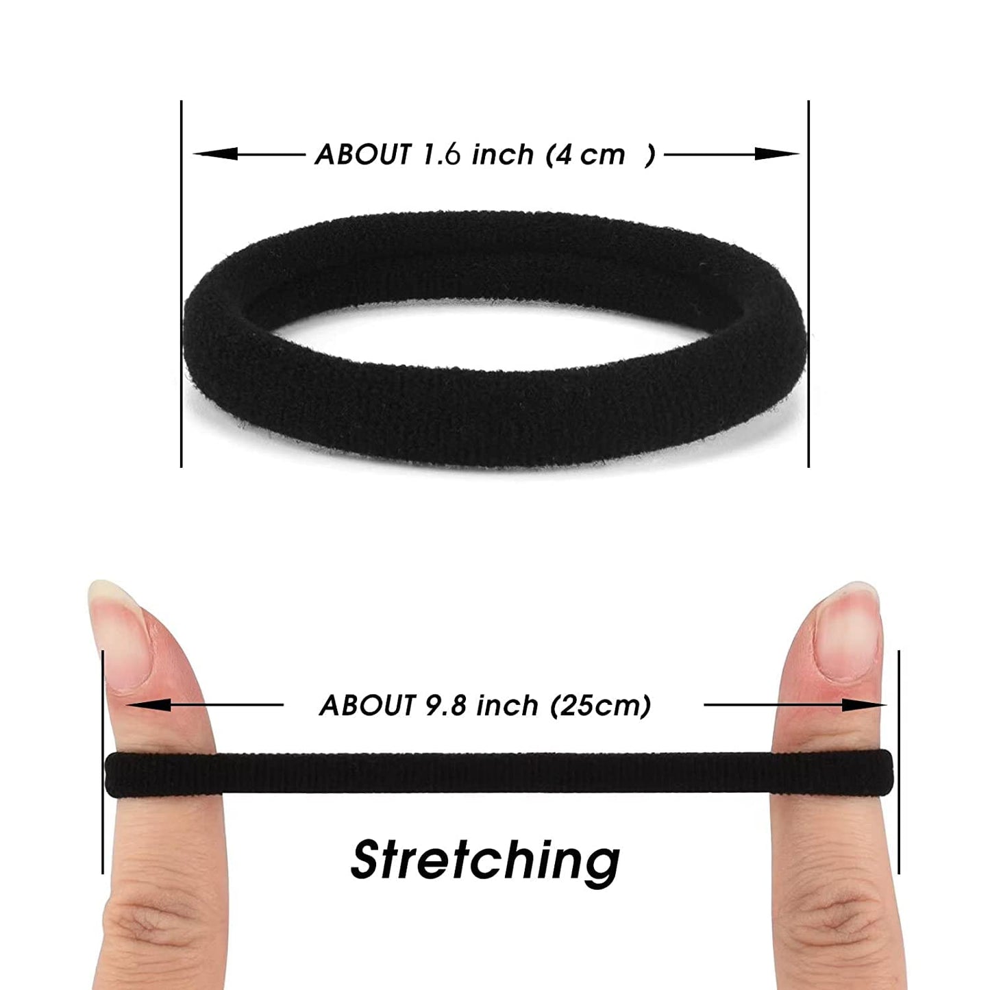 50 pcs Black Hair Ties, Seamless Cotton Ponytail Holders, Elastic Hair Bands That Don't Hurt for Thick, Heavy and Curly Hair dark - Image 2